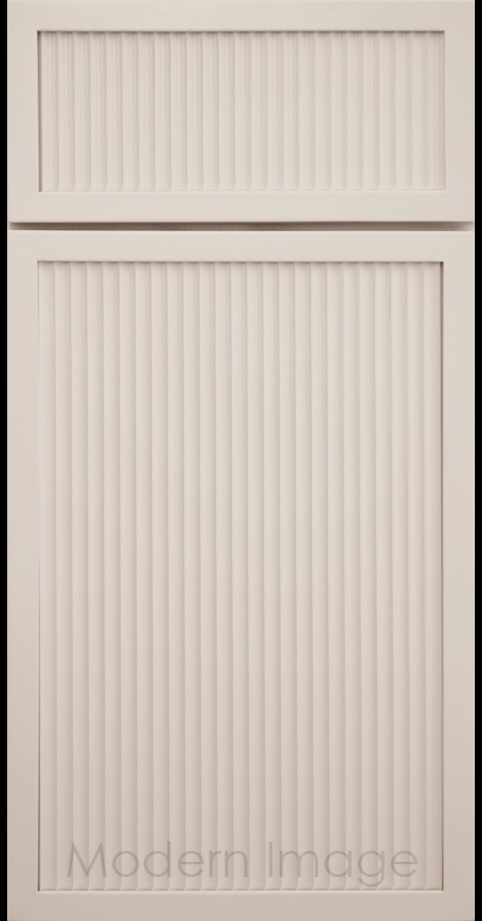 Beige color Arcadia Cove Cabinet Door featuring a Narrow Frame and Fluted Center Panel.